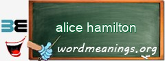 WordMeaning blackboard for alice hamilton